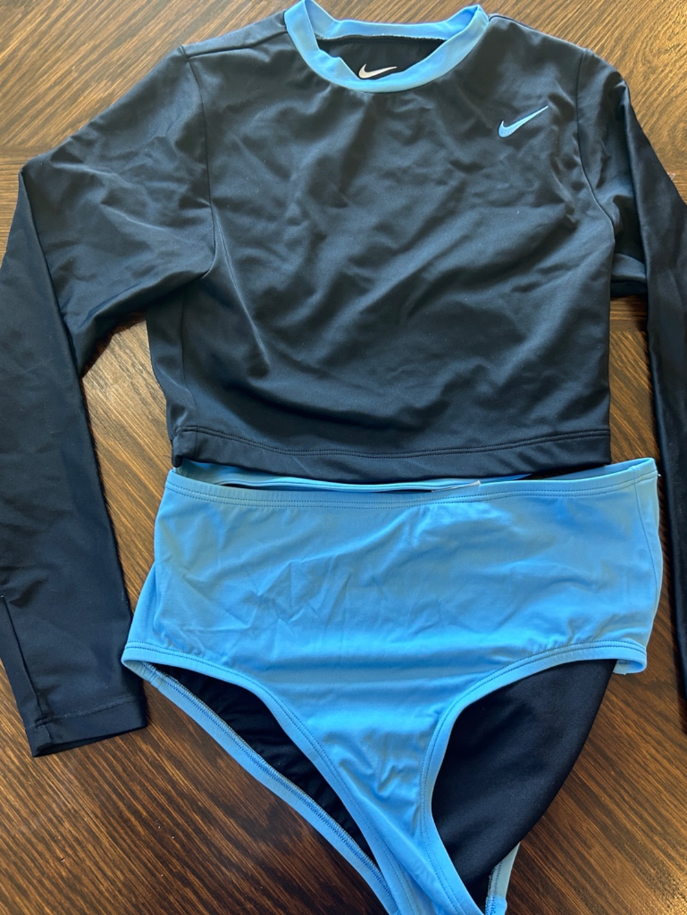 Nike Black Rash Guard with Light Blue Bikini Bottoms